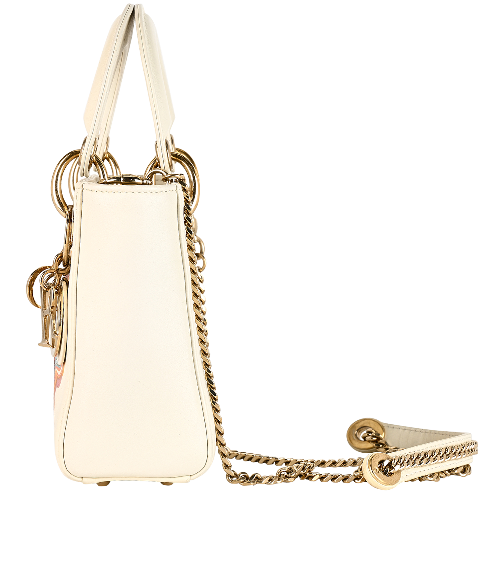 Mini Amour Lady Dior, &pound;1,900, Handbags, Cream/Red, Leather, Bottom view